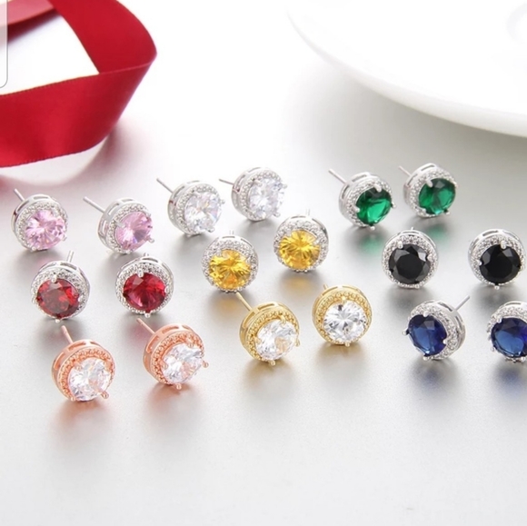 Sterling silver with simulated diamond earrings - Picture 4 of 4